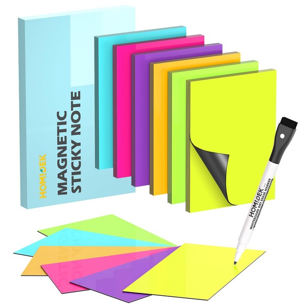 HOMiDEK Reusable Magnetic Sticky Notes, (30 Pack, 5x3 in) Dry