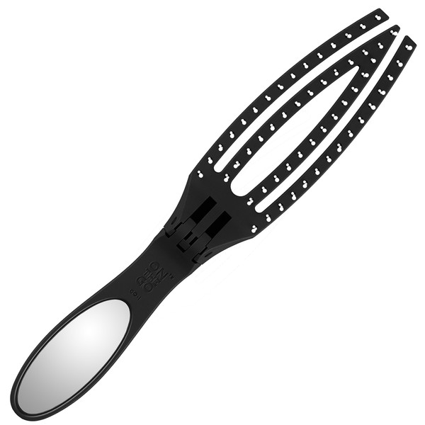 Olivia Garden Klapp- Haarbürste Fingerbrush On The Go Detangle & Style, Massage- und Entwirrungsbürste für unterwegs oder als Reisehaarbürste, mit integriertem Spiegel , antistatische Nylonborsten