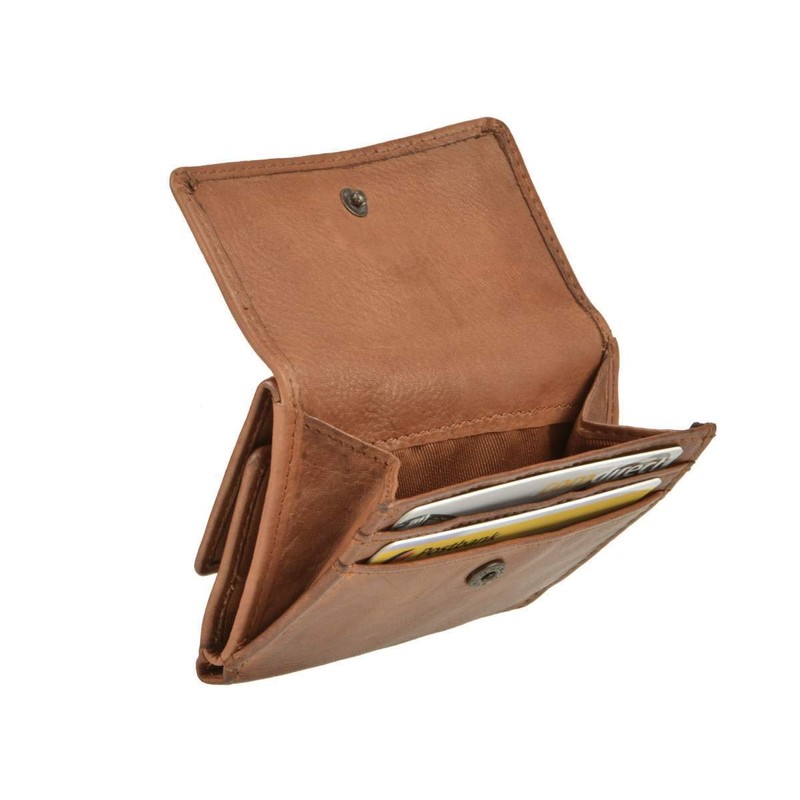 Bear Design Mini Leather Wallet 10 x 7.5 cm Cognac,