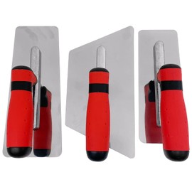 WYXDSDEV Plaster Finishing Trowel Set, 3 Pcs Polished Stainless Steel Knife Thickness 0.7mm with Rubber Handle Paint Plastering Tools (Red)