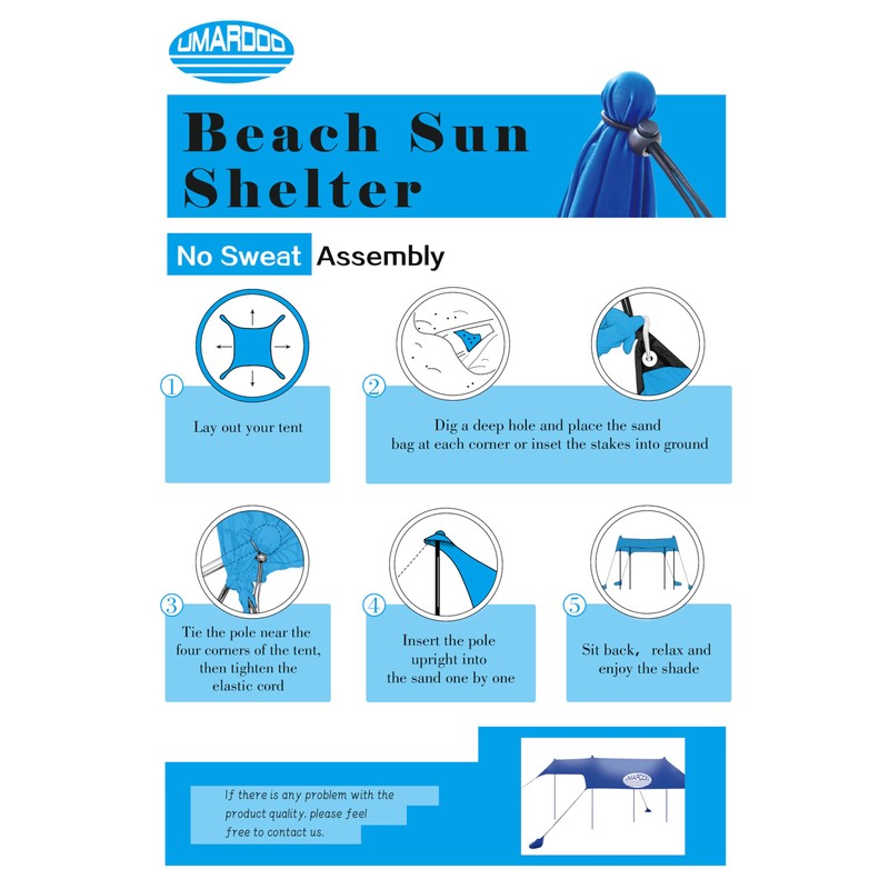 UMARDOO Family Beach Tent Canopy Sun Shade Portable 10×10FT, Large