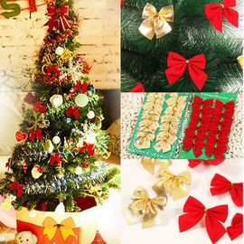 ZaH 24pcs Christmas Tree Decrations Bowknot Cute Wedding Party Home Decration Wreath Hanger Garlands Decor Bows Gold