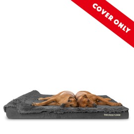 The Dog's Bed Replacement Outer Cover Cover ONLY - NO Bed for The Dog's Bed, Washable Faux Fur Fabric, XXXL 64” x 44” x 4” Grey Faux Fur
