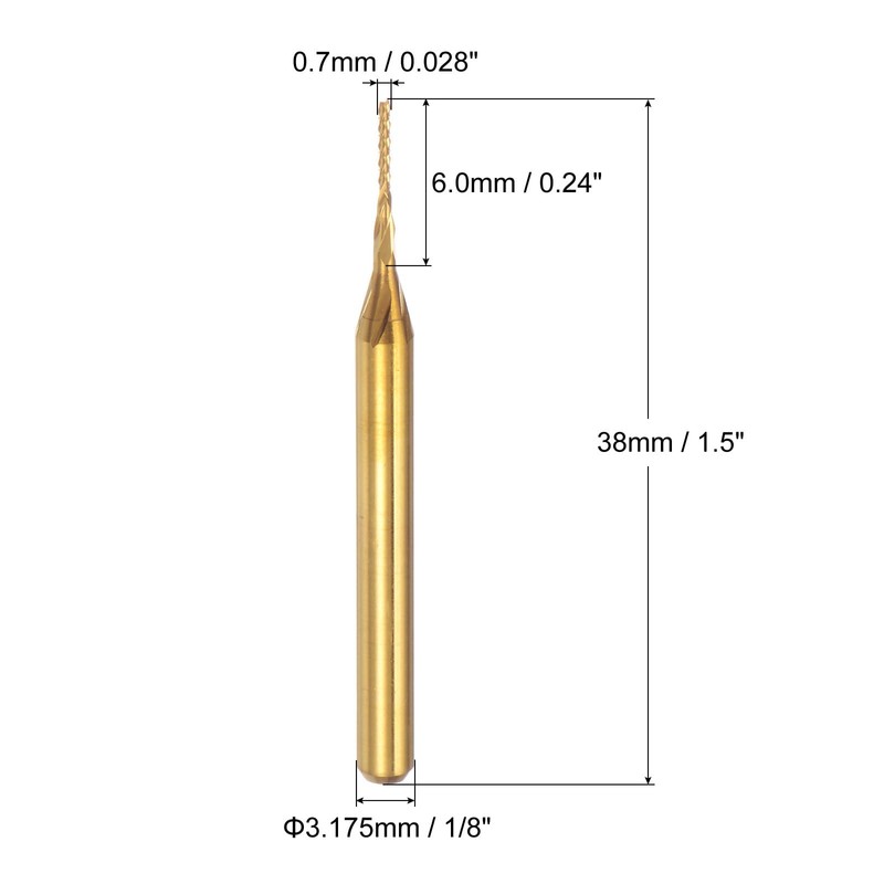 QUARKZMAN 10pcs 0.7mm Titanium Coated Carbide Milling Cutter Engraving Router