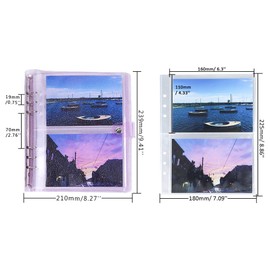 Purple Giltter PVC Kpop Photocard Binder Loose Leaf 6-Ring Wide A5 Photocards Holder with 6 Inch 100 Pockets Photo Pages Transparent Card Sleeve Protectors Page for Photos Cards Album Folder Organizer