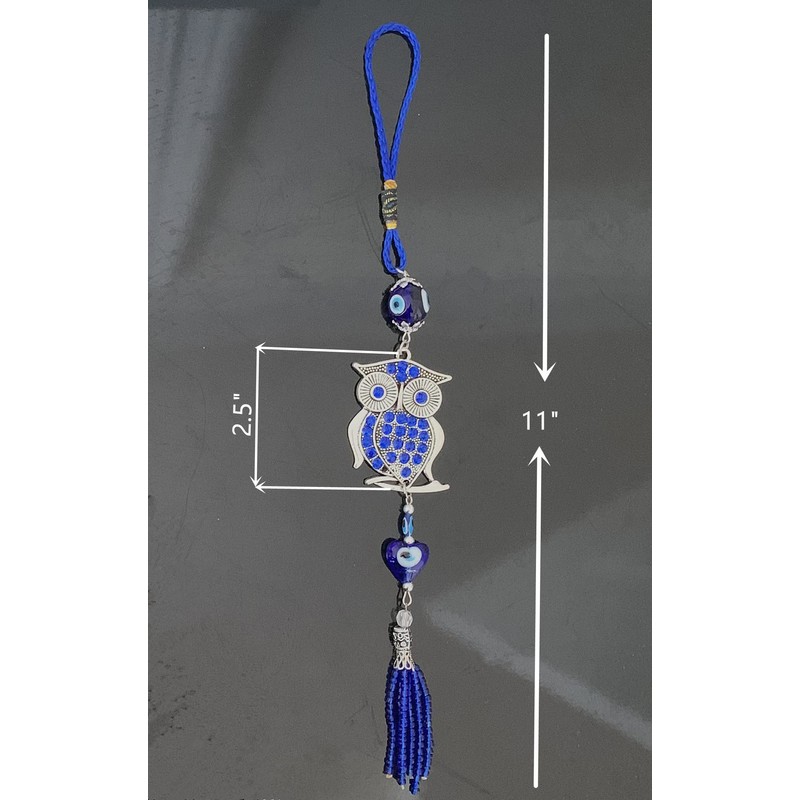 Blue Evil Eye Owl Car or Wall Decor Charm Hanging