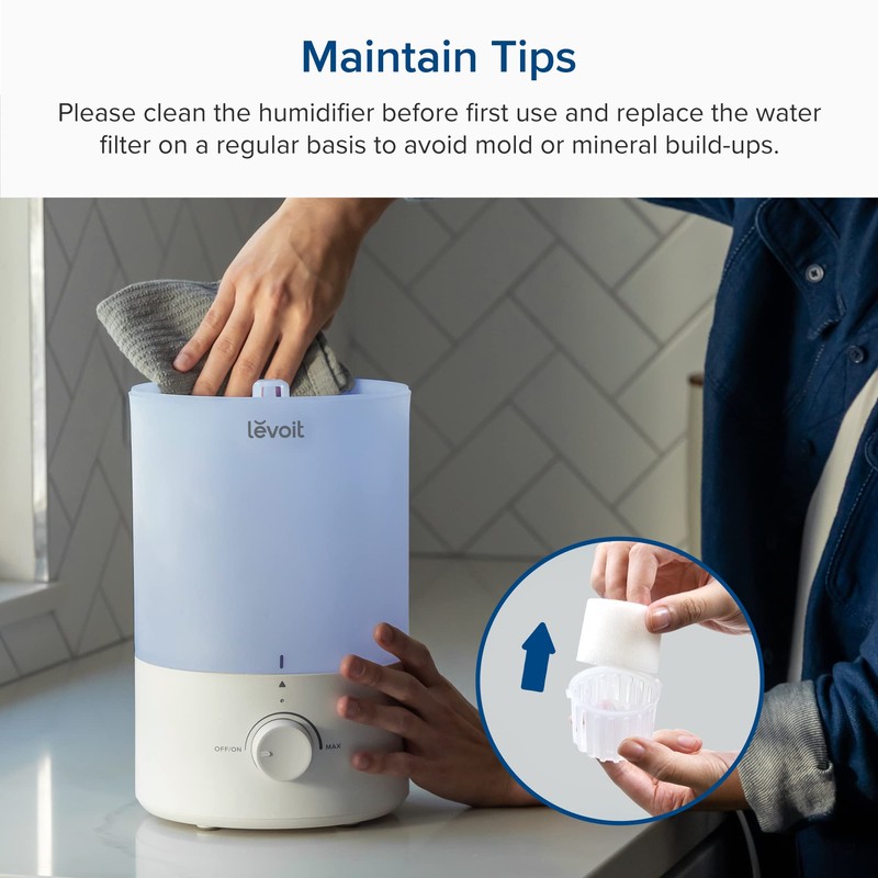LEVOIT Dual 150 Humidifiers for Bedroom Large Room, 3L Cool