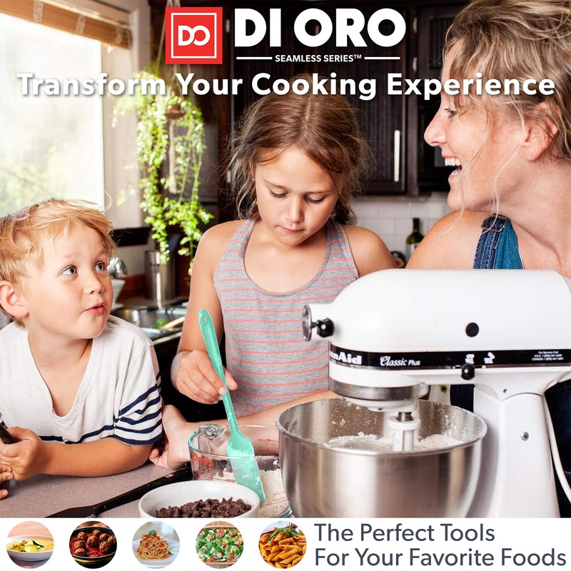 DI ORO Silicone Spoons for Cooking - Large Kitchen Spoons