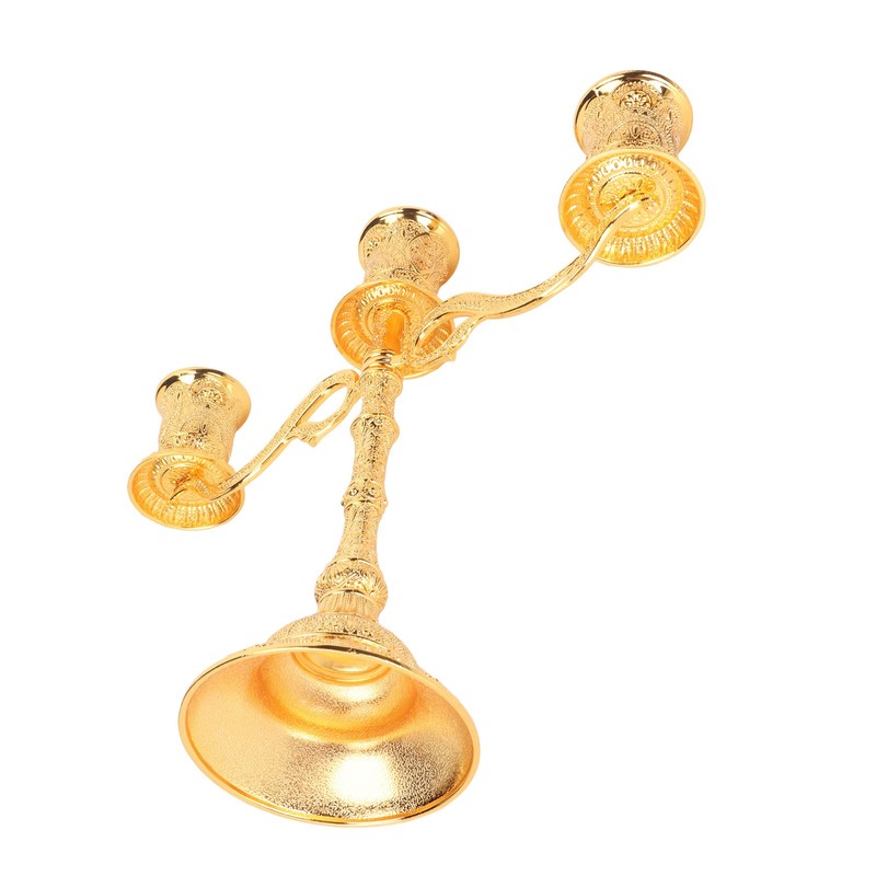 3 Arms Alloy Candelabra Vintage Style Elegant Candlestick Holder for