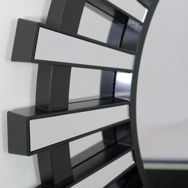 Northlight 25.5" Black and Clear Sunburst Round Mirror Wall Decor