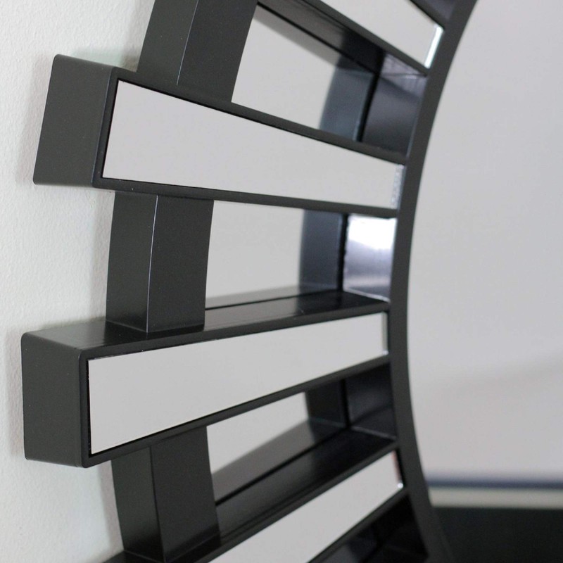 Northlight 25.5" Black and Clear Sunburst Round Mirror Wall Decor