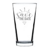 Save the Date Hand Engraved 16oz Pint Glass Etched Wedding