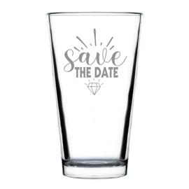 Save the Date Hand Engraved 16oz Pint Glass Etched Wedding Announcement Custom Keepsake