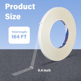 KIWIHUB Heavy Duty Fabric Tape - Double Sided Sticky Fabric Tape Strong Adhesive Cloth Hem Tape,Hemming Tape No Sewing or Ironing, Gluing - 2/5 Inch x 164 Feet