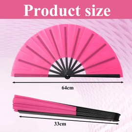 Qchengsan Boots on The Ground Hand Fan,Popping Clack Fans for Line Dancing,Large Folding Clap Handheld Fans,Line Dance Clacking Chinese Kung Fu Tai Chi Hand Fan for Women Party Dance (Pink+Black)