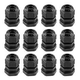 Rierdge 12 Pack 1/2" NPT Cable Glands Waterproof Connectors, Adjustable 6-12mm Cable IP68 Waterproof Nylon Joints with Gaskets