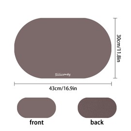 Silicone Placemats, Oval Placemats Set of 2. Heat-Resistant and Easy to Clean Siliconty Mats, Non-Slip Silicone Placemats,Table Protector Mat, Baking Mats. (2, Cameo Brown)