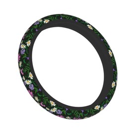 Floral Sage Green Daisy Steering Wheel Cover for Women Men Girls, Universal 15 Inch Anti Slip Steering Wheel Protector Car Accessories Interior for Auto Truck SUV