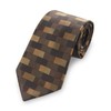 GUSLESON Mens Brown Plaid Silk Ties for Wedding(0723-12)