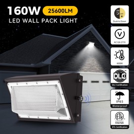 AIKVSXER 2 Pack 160W LED Wall Pack Light, Dusk to Dawn Photocell Exterior Wall Packs, 25,600LM 6000K IP65 LED Wall Packs Outside Lighting [Eqv. 1000W HPS/HID] for Parking Lot, Yard AC120-277V