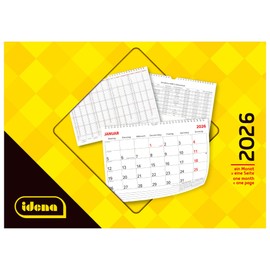 Idena 12073 - Kalender 2026 in DIN A4 Querformat (29,5 x 21 cm), Wandkalender 1 Seite = 1 Monat, Monatskalender inkl. Jahresübersicht