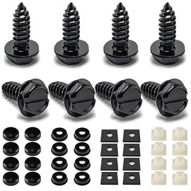 Hoewina License Plate Screw Kit, 8 Sets Stainless Anti Theft License Plate Screws, Anti-Rattle & Rust-Proof Bolts for Securing License Plates Frames or Covers on Cars, Trucks, SUVs (Black)