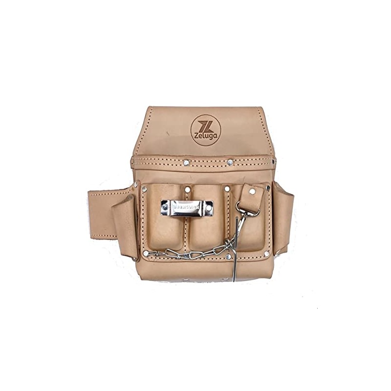 Zeluga 20-169 6 Pocket Leather Electrician Tool Pouch, Natural