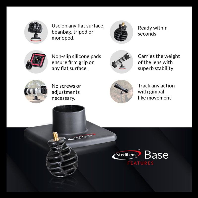 StediLens Camera/Telephoto Lens Gimbal-Like Stabiliser Combo Kit Inc. Gimbal-like Base