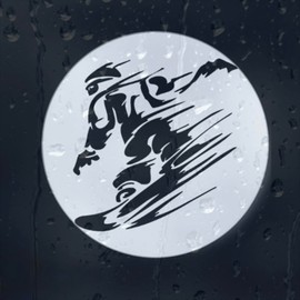 Snowboard Aufkleber, Vinyl, 15 cm, Weiß