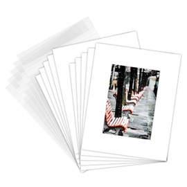 Golden State Art Golden State Art Pack of 50 8x10 White Picture Mats Mattes with White Core Bevel Cut for 5x7 Photo + Backing + Bags