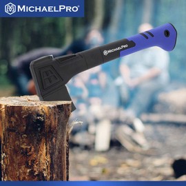 MichaelPro 14-Inch Camping Hatchet, Capable of Quick & Clean Splits, Weather-Resistant and Shock Absorbing Fiberglass Handle, Protective Carrying Sheath Included | MP004022
