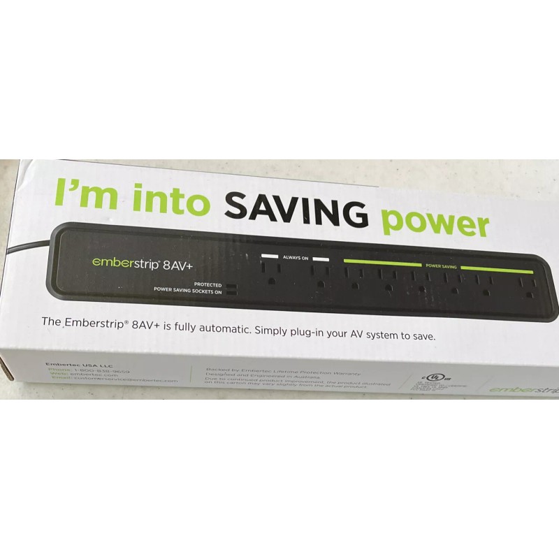 EMBERTEC Emberstrip 8AV+ Energy Saving Efficient Power Strip #ESUSAV8-ET-10
