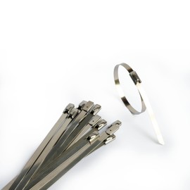 100 Pcs Metal Cable Ties, Heavy Duty Zip Ties, Premium Stainless Steel SS304, Self-Locking ,Corrosion Resistant ,Exhaust Tie Wraps (4.6x200mm)