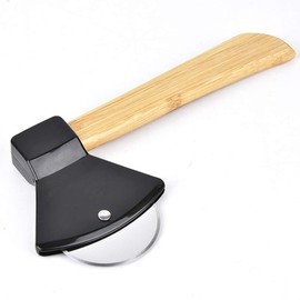 Pizza Wheel, Premium Stainless Steel Knife Rotating Blade Axe Grater Super Sharp and Easy to Slicer for Pasta Pizza (Black)
