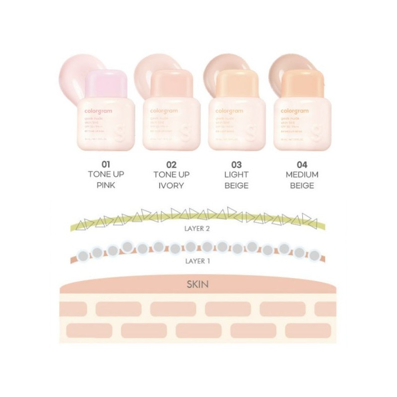 COLORGRAM Geek Nude Skin Tint SPF30 PA++ 30ml, Shade:03 Light