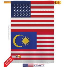 Malaysia US Friendship House Flags Pack Regional USA American Alliance World Country Particular Area Embroidery Small Decorative Gift Yard Banner Double-Sided Made In 28 X 40