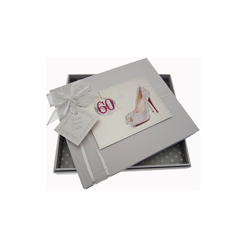 White Cotton Cards 60th Birthday Guest Book Glitter Ball and