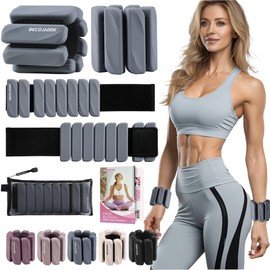 BECOJADDE Ankle Weights for Women Men Adjustable 2LB Wrist Weights Bracelet Set of 2 for Home Gym Weighted Bangles Wristbands Leg Arm Weights for Walking Swimming Running Pilates Yoga Gym, Dark Grey