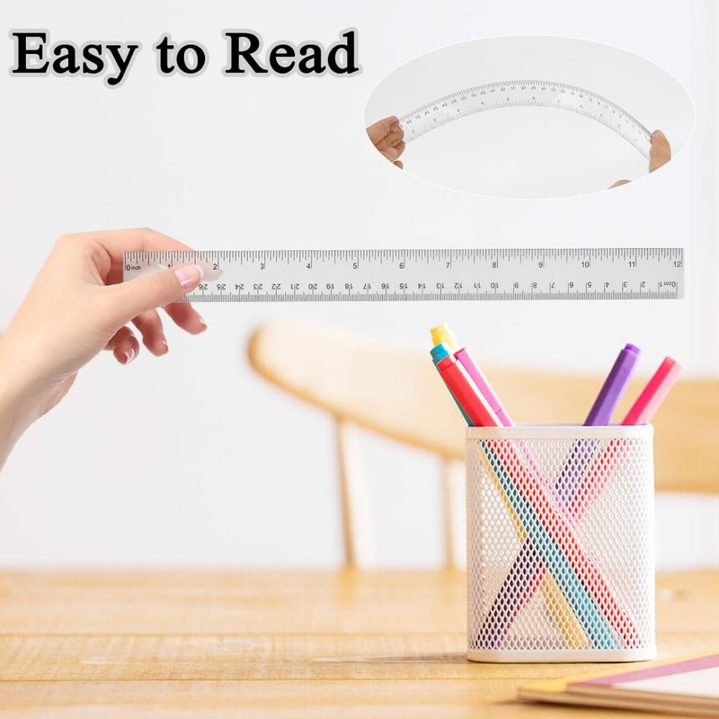 Plastic Clear Ruler Math Set-4 12 Inch 6 Inch Transparent