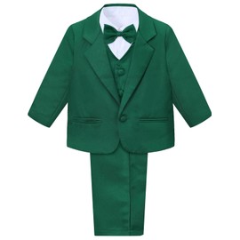A&J DESIGN Baby Suit Toddler Boys Tuxedo Formal Wedding Christmas Dress Ring Bearer Outfit Green 9-12 Months