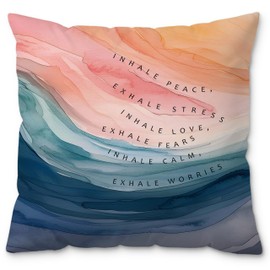 ROXMART Abstract Mental Health Pillow Covers 18x18, Mental Health Gifts, Anxiety Relief Gifts, Inhale Exhale Psychology Decorative Pillow Covers for Home Therapy Counselor Office