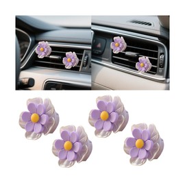 KHGUZ Flower Car Air Vent Clips, 4 PCS Cute Vehicle Air Conditioning Outlet Clamps, Automotive Interior Dashboard Charm Decoration Accessories, Universal for Sedan, SUV, Truck (Purple)