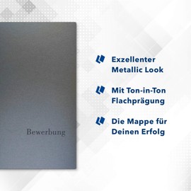 'Pack of 5 Zinc with 2 Slide Binders/ESCLUSIVA – Excellent Plus 4-Part Job Applications Folders Pack of Direct from the Manufacturer Stratag 1 A Premium Quality with Embossed Text "Bewerbung"/Product Design by Mario Lemani "