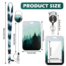 ID Case with Band, ID Badge Holder Breakaway Lanyard for, Retractable Badge Reel, Removable Name Plate Clips, Neck Lanyard Strap, Teacher Office Gifts (Forest)
