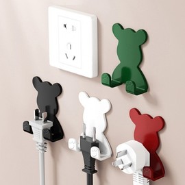 Non-perforated bear-shaped wall hook hook white 10ea
