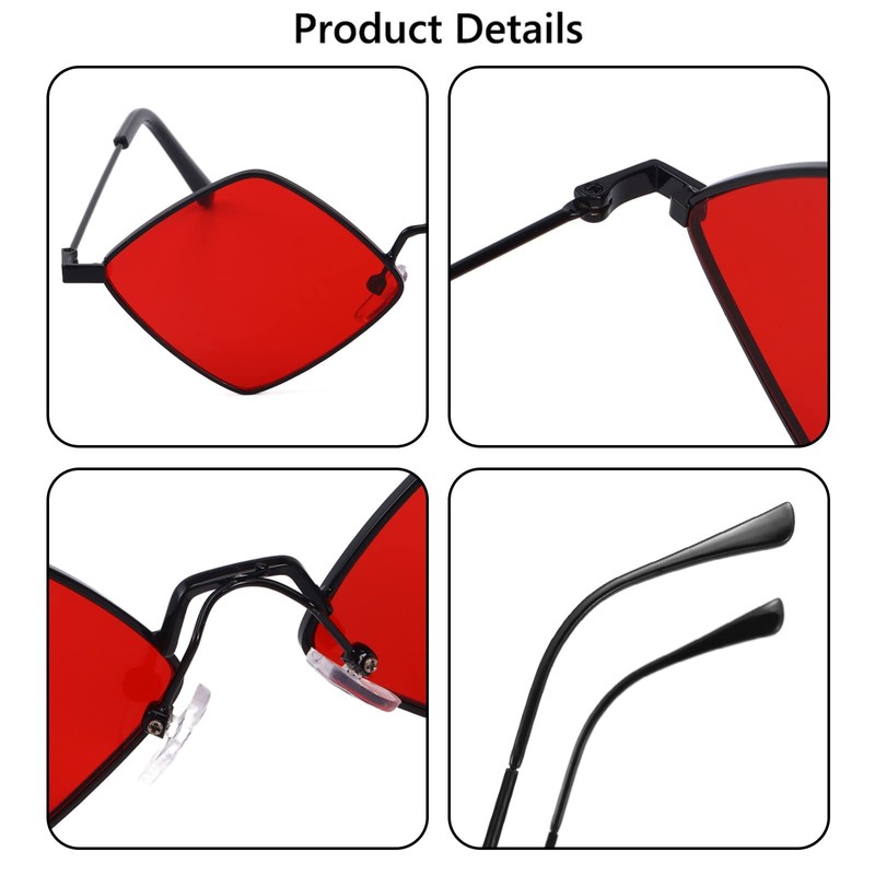 Dazzleimart Retro Diamond Shape Sunglasses for Men & Women, Metal