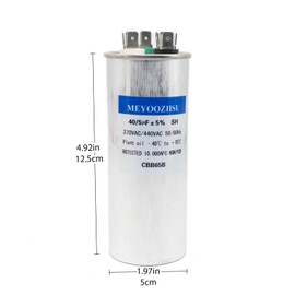 MEYOOZIISU 40+5 uF 40/5 MFD ±5% 370V/440V AC CBB65 Dual Run Circular Start Capacitor for AC Motor, Fan, Condenser
