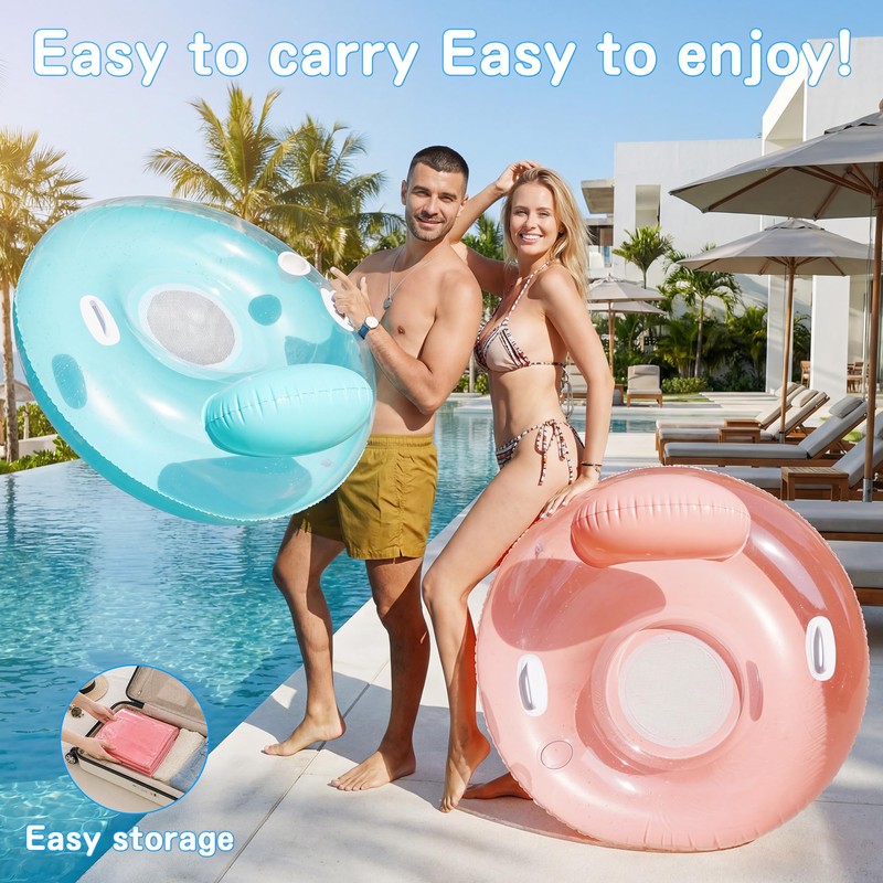 FindUWill Inflatable Pool Floats Chairs for Adults,2 Pack Pool Lounge