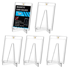 35PT Magnetic Trading Card Cases with Stand 5 Pieces Trading Card Sleeves Magnetic Toploader Plus Feet Magnetic Toploader Card Holder Protective Cases Card Sleeves Photocard - Ultra Clear UV