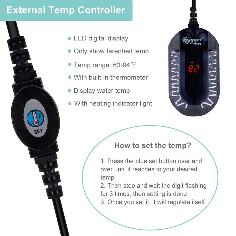 hygger 50W Mini Submersible Digital Display Aquarium Heater for Small
